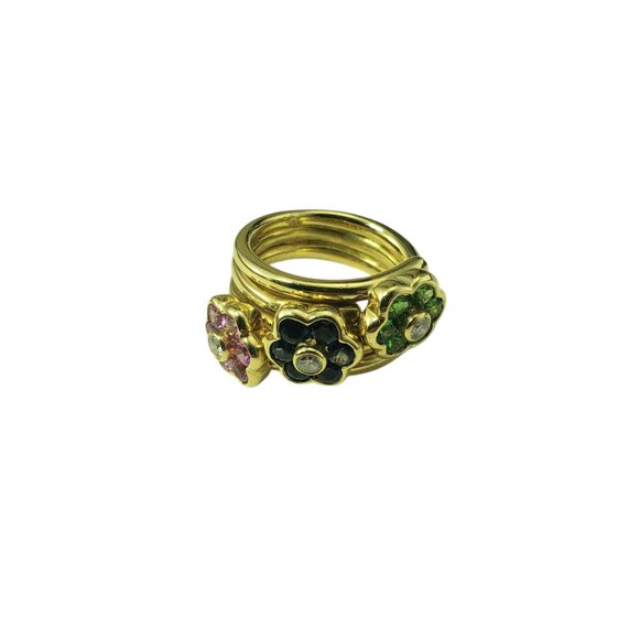 14 Karat Yellow Gold and Gemstone Flower Motif Ring Size 6  #22367 - Picture 2 of 8